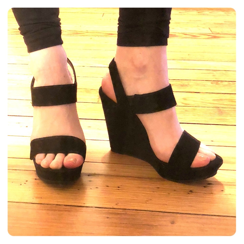 American Rag Black Wedge Sandals